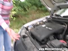 Car Trou### Granny Pays Dues By Getting Fuck