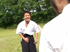 A samurai fingers then fucks a Japanese girl's hairy snatch