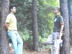 Nice talk in the woods resaults in hot man on man anal pounding