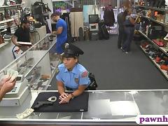 Huge boobs security officer pounded at the pawnshop