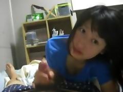 Cute girl Asian Handjob And Blowjob