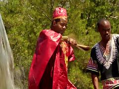 Shamans get a proper greeting from a couple of curvy ebonies