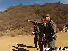 Border patrol officers lay the pipe to a hot chick they caught