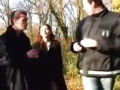 Beautiful french babe gets fucked by two men.