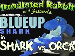 Blueup Shark in Shark vs Orca Whale fursuit inflation blowup