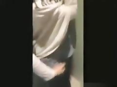 Asian girl has sex with her bf in a public toilet