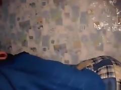 Cute russian brunette girl rides her bf's cock on the bed and moans loud