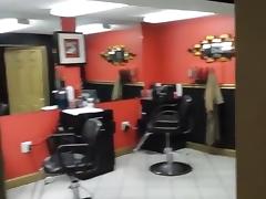 After hours blowjob with facial in a hair saloon