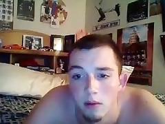 Comely dude is jerking off in his room and filming himself on camera