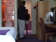 Nerdy guy has sex with an girl in a hotel