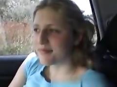 German girl gets her pierced pussy fucked in the car