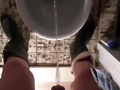 nlboots - pissing and smoking on toilet in rubber boots