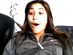 girl's reaction to seeing a cock online is epic. immediately gets naked and masturbates !!!