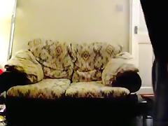 Blonde fat milf has sex on the sofa with her husband