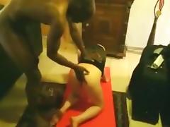 Cuckold tapes a black guy giving his gf a doggystyle creampie on the carpet