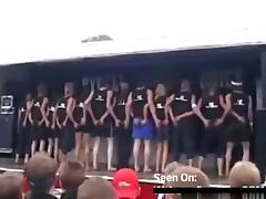 College students perform a funny naked show on stage