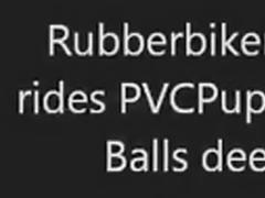 Rubberbikerpup rides PVCPups knob. Balls unfathomable.