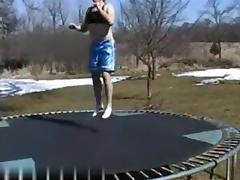 Outside sex on trampoline