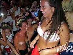 Topless dancing amateur girls at a spring break bar
