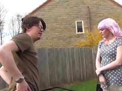 Nerdy dude gets to bang a geeky hot girl with purple hair