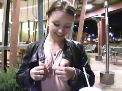 Public flashing and stripping with this super cute teen