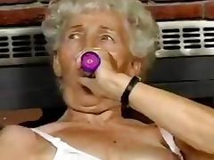 Hairy Granny loves dildos