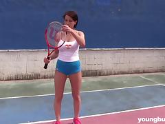She loves tennis but nothing beats the pussy masturbation !