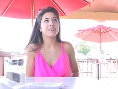 Teen quickly flashes her pussy at a restaurant