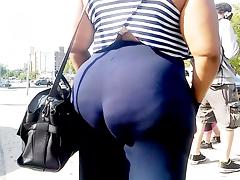 Ebony Bbw booty thong in See-thru pants