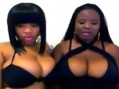 Ebony lesbians teasing each other on webcam