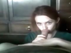 Redhead GF munches on a rock hard erection