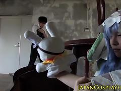 Japanese cosplay babe fucked until cumsprayed