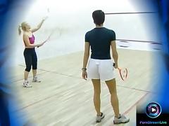 Szilvi and Kitty hot fucking area is the squash court