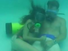 Scuba pool handjob