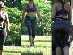Big ass woman wearing tight sports clothes