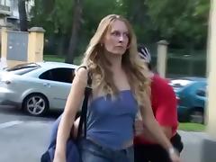 Guy pulls a hot girl's top down
