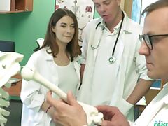Hot nurse Camilla Moon gets fucked by a hard dick on the hospital's bed