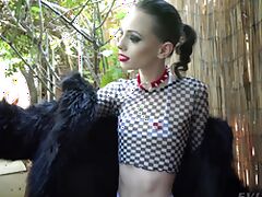 Skinny blonde slut Aria Haze teases with pics and gets her pussy fingered