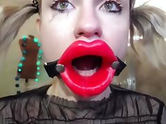 Crazy Slut Fucking Her Mouth With Big Dildo