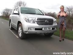 Busty milf car masturbation