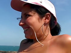 Brazilian girl fucked outdoors by the ocean