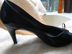 My wife's sexy black patent leather high heel