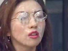 Kinky Japanese office chick gets fucked and covered with cum