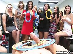 ladies play a game of ring toss with cock