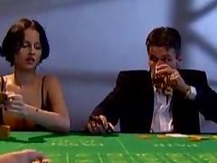Unsightly babes in stockings succeed in rammed on a poker table