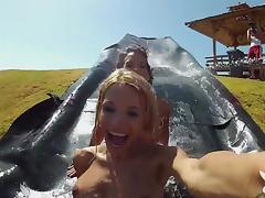sexy babes go quading and down a water slide @ vagina smoothie