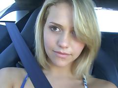 Amazing blonde masturbating in the car