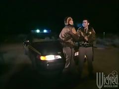 Horny Cop With Big Fake Boobs Sucking And Fucking Outdoors