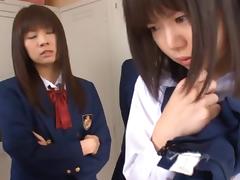 Anri Nonaka and Kurumi crazy Asian schoolgirls have sex