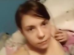 Hot teen drills her pussy with a toy